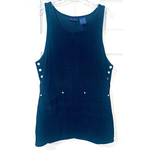 Denim And Co Vintage Corduroy Black Jumper Dress Y2K pockets sz M 100% cotton